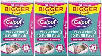 Calpol Vapour Plug Refill Pads for 3+ Months Infants and Adults (10 x Pack of 3), Soothing Calpol Lavender & Chamomile Vapour Helps Clear and Easy Breathing with 8 Hours Soothing Night-Time Comfort