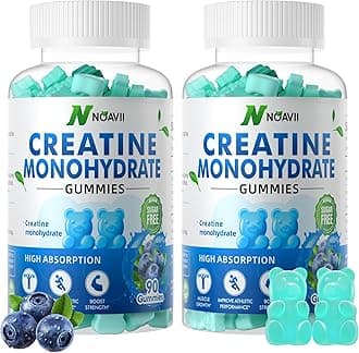 Creatine Monohydrate Gummies 5000mg for Men & Women, Chewables Creatine Monohydrate for Muscle Strength, Muscle Builder, Energy Boost, Pre-Workout Supplement-180 Blueberry Gummies