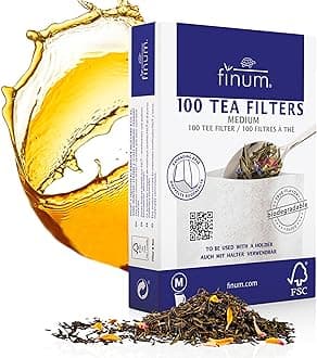 Finum Disposable Paper Tea Filter Bags for Loose Tea, White, Medium, 100 Count