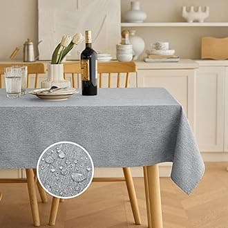 Decorelia Waterproof Reusable Small Table Cloths for Dining Table, Outdoor Washable Cloth Tablecloths for Rectangle Tables For Holiday,Wedding, Dining,Picnic(Oblong,52 X 70 Inch (4-6 Seats),Cool Grey)
