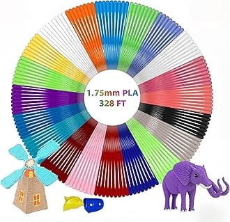 Geeetech 20 Colors PLA 3D Pen Filament Refills, 1.75mm 3D Pen Filament, Each Color 9.84ft, Total 196.8ft, Pack with 2 Finger Caps and 200+ Stencils eBook, Compatible with SCRIB3D MYNT3D 3D Pens
