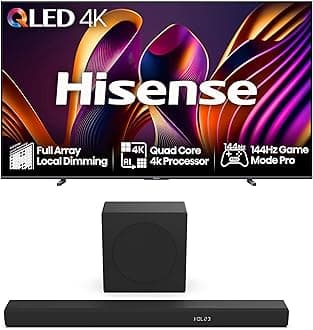 Hisense TV & Soundbar Bundle: 100E7NQTUK PRO TV with Quantum Dot Colour Plus the HS3100 Soundbar with 480W Power, Direct Surging Sound, The Perfect Match for the ultimate Audio-Visual Experience