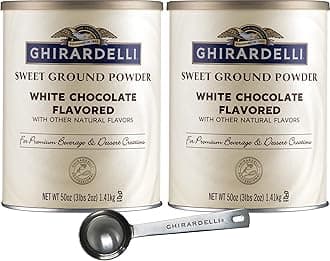 Sweet Ground White Chocolate Gourmet Flavored Powder 3.12 Pound (Pack of 2) with Ghirardelli Stamped Barista Spoon