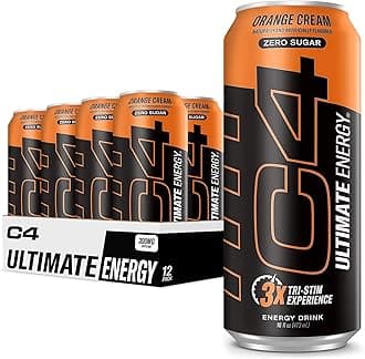 Cellucor C4 Ultimate | Pre Workout Sugar Free Energy Drink | Tri-Stim Experience with 300mg Caffeine + TeaCrine + Dynamine | Orange Cream| 16oz (Pack of 12)