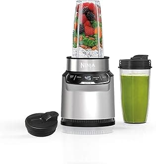 Blender | Nutri Pro | Single Serve | For Smoothies, Salsa, Shakes and Frozen Drinks | Includes 2 Smoothie Cups & Lids | Crushes Ice, Fruit & Veggies |Silver | BN401