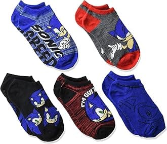 SONIC THE HEDGEHOG boys Sonic 5 Pack No Show Socks Casual Sock