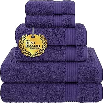 Cotton Paradise 6 Piece Towel Set, 100% Cotton Soft Absorbent Turkish Towels for Bathroom, 2 Bath Towels 2 Hand Towels 2 Washcloths, Purple Towel Set