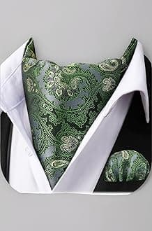 HISDERN Cravat for Men Paisley Floral Cravats Handkerchief Jacquard Wedding Ascot Tie & Pocket Square Set