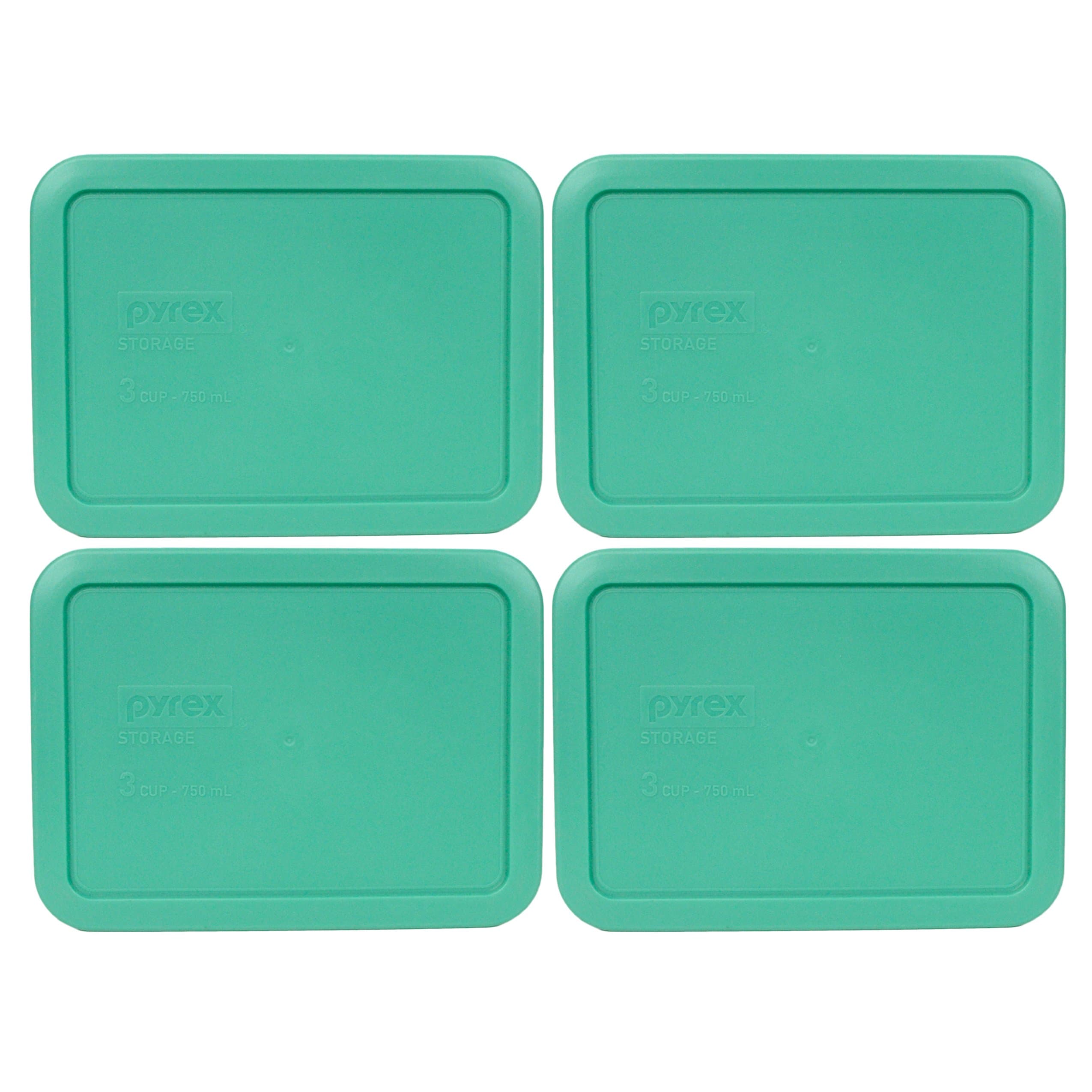 Pyrex 7210-PC 3-Cup Light Green Food Storage Replacement Lid (4-Pack) - Made in USA