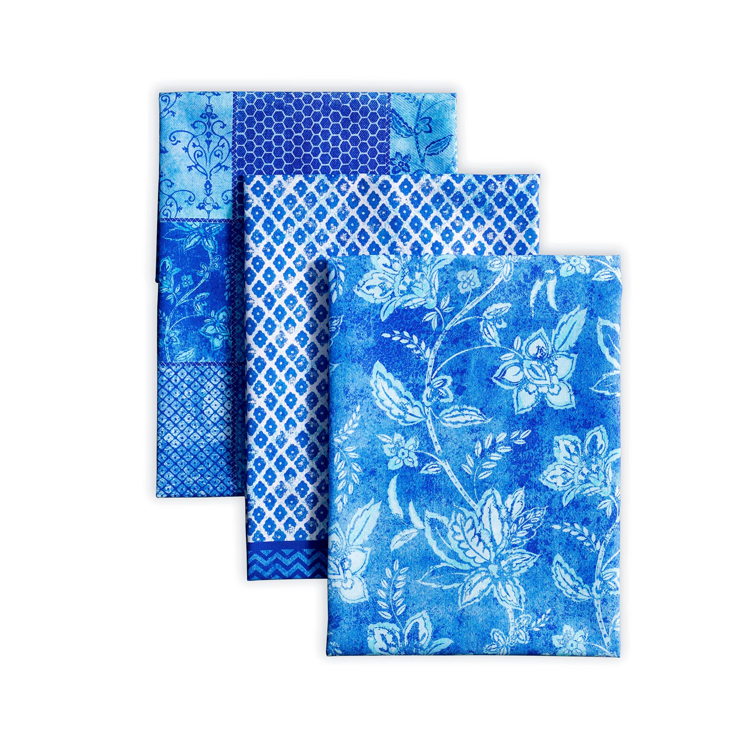 Maison d' Hermine Dishcloths 100% Cotton Multi-Purpose Easter Set of 3 Dish Cloth for Kitchen, Holiday, Dinner, Wedding, Buffet Party & Dining, Indigo Love -Spring/Summer (50cm x 70cm)