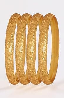 Shining Diva Fashion Set of 4 Latest One Gram Gold Plated Traditional Bangles for Women and Girls