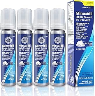 Taro Minoxidil Topical Aerosol Foam, 5%, Hair Regrowth 4 Months Treatment for Men, 2.11 oz (4 Pack)