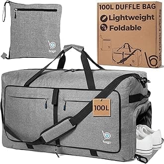 Large Duffle Bag for Travel Women & Men. Durable Lightweight Foldable Travel Duffel Bags For Traveling Women. 100L Duffle Bags for Overnight Bag With Shoe Compartment Collapsible Weekender duffel