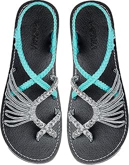 Woven Women's Flat Sandals - Strappy Braided Sandals, Beach Sandals for Women Dressy Summer, Rope Bohemian Sandals, Spring Casual Womens Shoes, Comfy Boho Flats for Teen Girls – Banyan