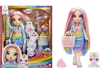 Fashion Doll with Slime & Pet - Amaya (Rainbow) - 28 cm Shimmer Doll with Sparkle Slime, Magical Pet and Fashion Accessories - Kids Toy - Great for Ages 4-12 Years