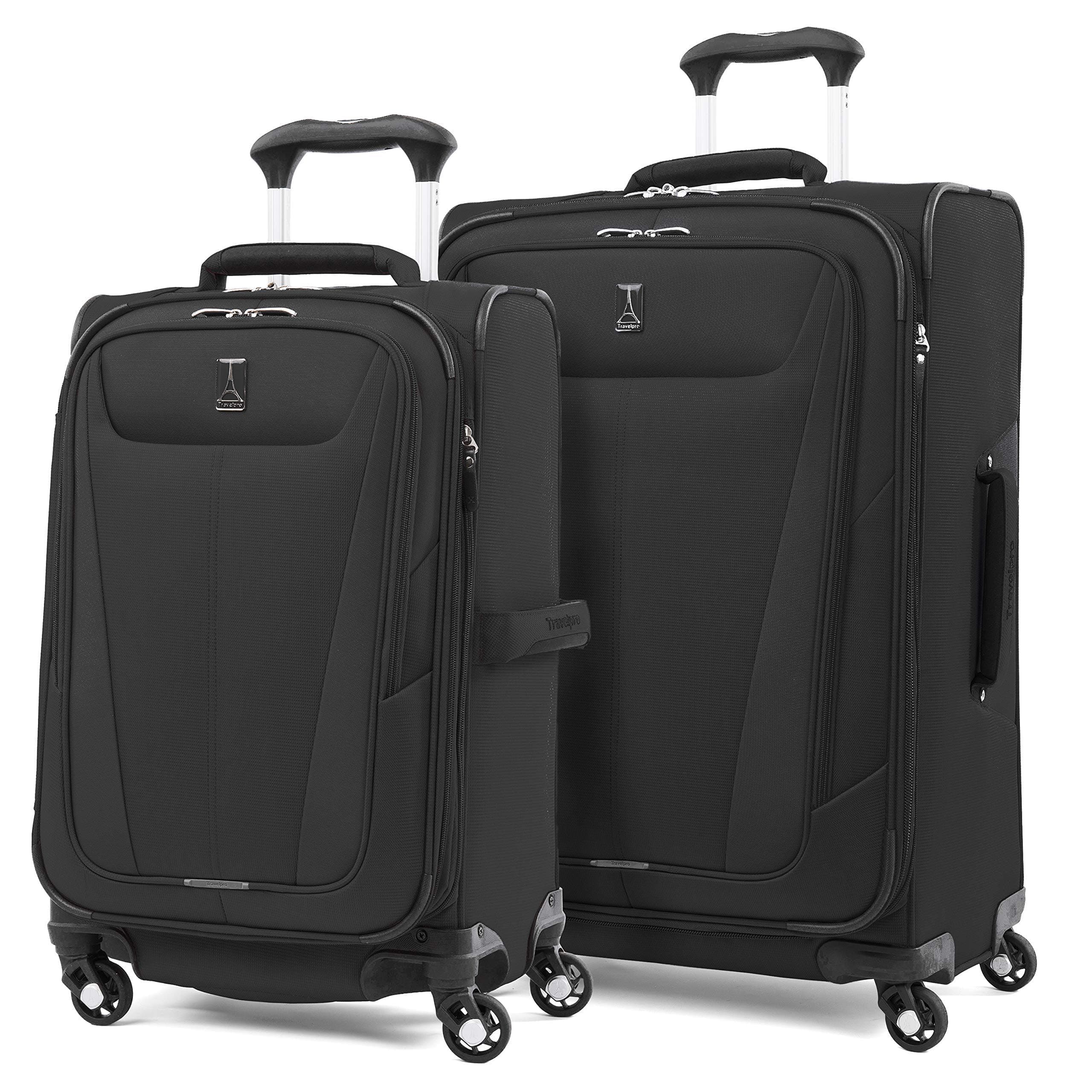 Maxlite 5 Softside Expandable Luggage with 4 Spinner Wheels, Lightweight Suitcase, Men and Women, Black, 2-Piece Set (21/25)