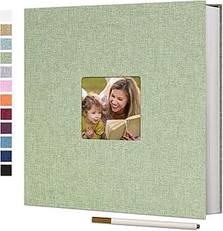 Large Photo Album Self Adhesive for 4x6 8x10 Pictures Linen Scrapbook Album DIY 40 Blank Pages with A Metallic Pen