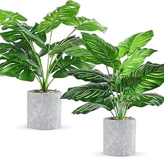 2 pcs 16" Fake Plants Medium Artificial Plants in Pots Faux Plants Indoor for Home Office Bedroom Desk Kitchen Windowsill Sage Green Decor