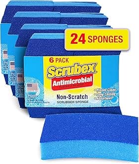 Non-Scratch Odor Resistant Scrub Sponge, Multi-Purpose Sponge for Kitchen and Household, Safe for Non-Stick Cookware (24 sponges)