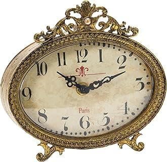 Creative Co-op Distressed Pewter, Gold Finish Mantel Clock