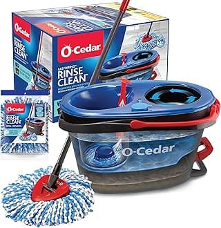 RinseClean Spin Mop & Bucket System +1 Extra Mop Head Replacement