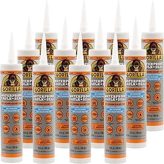 Gorilla Waterproof Caulk & Seal Silicone Sealant, 10oz Cartridge (Pack of 12) - Clear Caulking Sealant for Kitchen, Window, Bath, Marine, Door and More