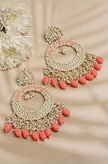 Shining Diva Fashion Latest Stylish Traditional Kundan Chandbali Earrings for Women and Girls