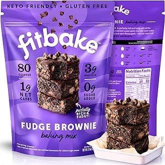 FitBake Keto Low Carb Fudge Brownie Baking Mix | 1g Net Carbs Per Serving | No Added Sugar | Zero Sugar & Gluten Free Desserts, Naturally Sweetened Keto Snack 9.5oz