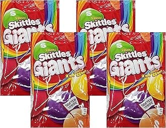 Skittles Vegan Sweets, Giants Fruit Sweets Bag 132g (Pack of 4)