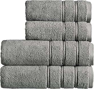 – Antalya Large Bath Towels | Set of 4 | 100% Turkish Cotton | 600GSM | Soft Plush Luxury Towel Set | 2 Bath Towels 2 Hand Towels | Quick Dry | Storm Grey