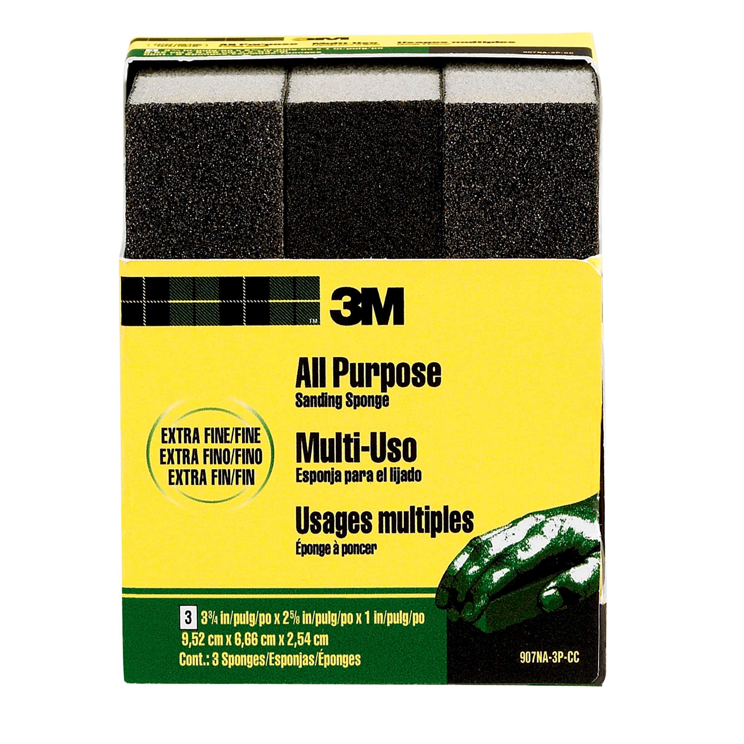 Sanding Sponge, Extra Fine, 3.75-Inch by 2.625-Inch by 1-Inch, 3-Pack