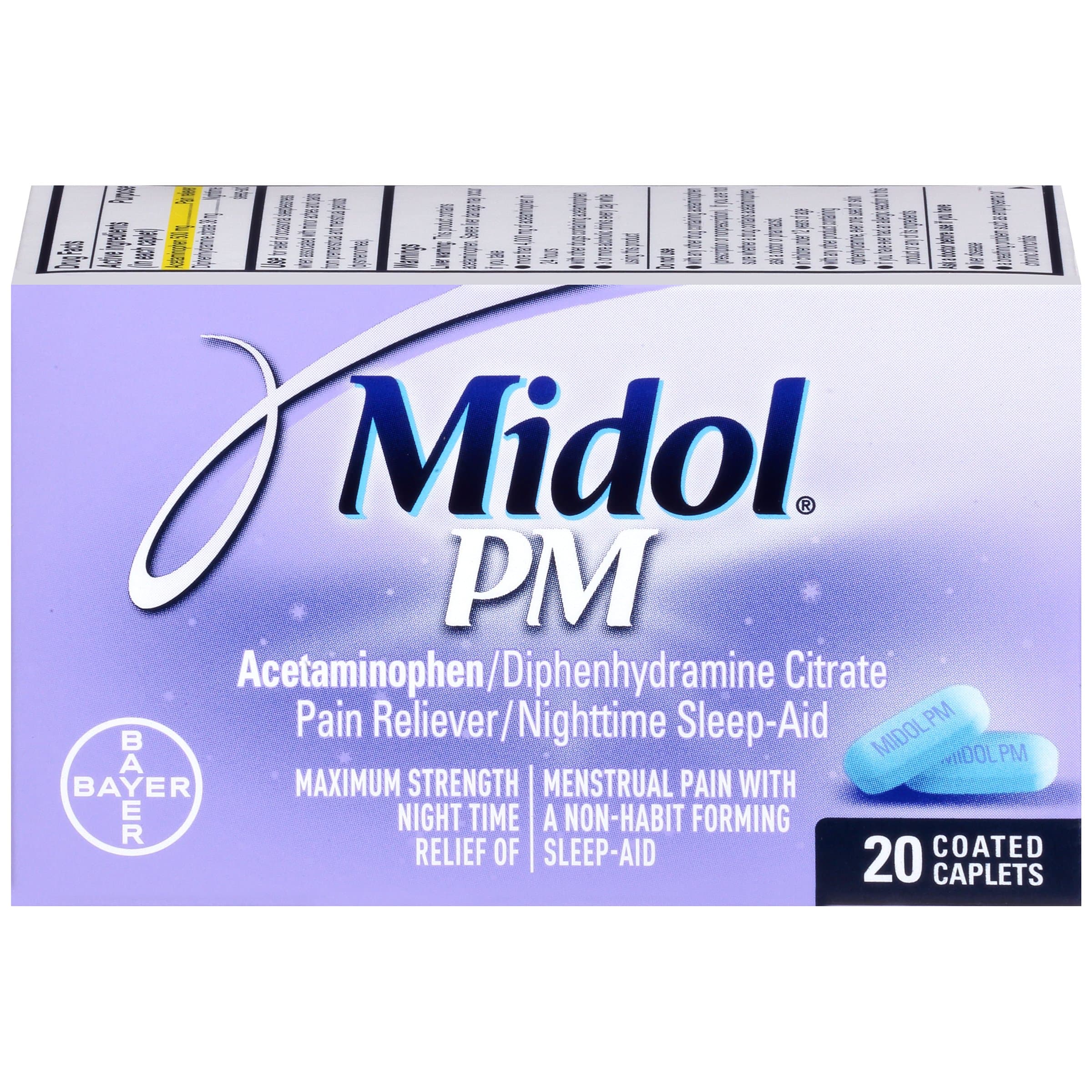 Midol PM Caplets, 20 Count (Pack of 6), Packaging May Vary