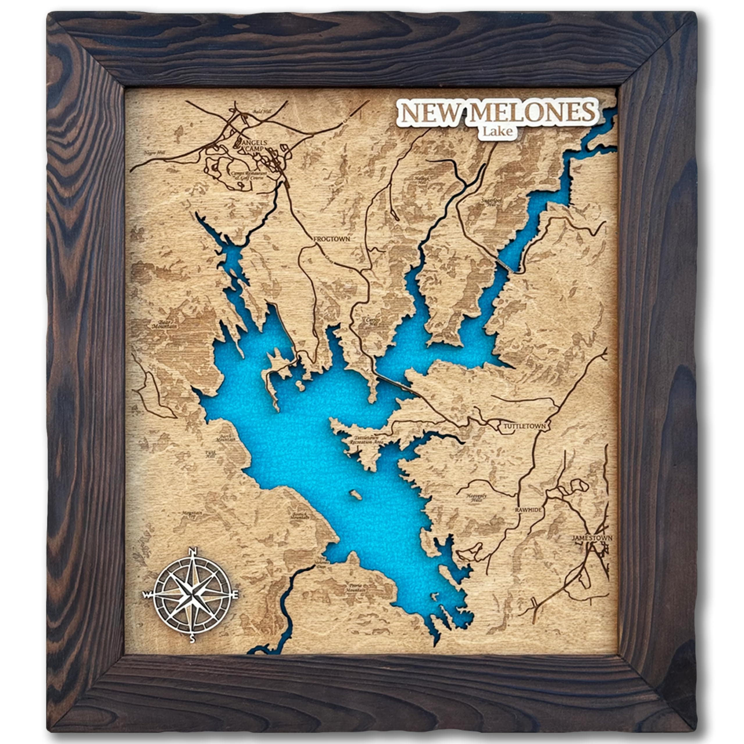 Custom Wood Map – Personalized 3D Lake Map Wall Art, Rustic Cabin & Lake House Decor, Wedding Gift, Handmade 5th Year Wood Gift