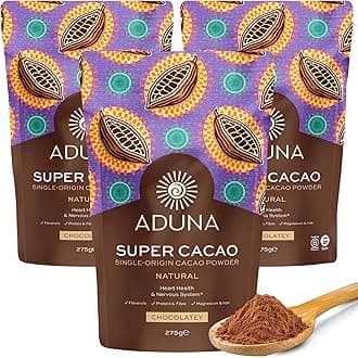 Aduna New Super-Cacao Powder | Natural Raw African Cacao Powder for Cardiovascular Health | Ghanaian Low Cadmium Cacao | 3x 275g Resealable and Recyclable Pack