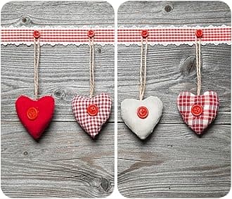 2521481100 Hob Cover Plate Glass Universal Hearts Multicoloured, Set of 2