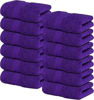 Infinitee Xclusives [12 Pack] Premium Purple Wash Cloths and Face Towels, 33cm x 33cm 100% Cotton, Soft and Absorbent Washcloths Set - Perfect for Bathroom, Gym, and Spa