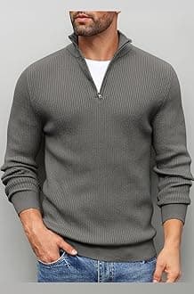 DENIMHOLIC Men High Neck Zipper Full Sleeve Cotton Knitted Winter Sweater for Man