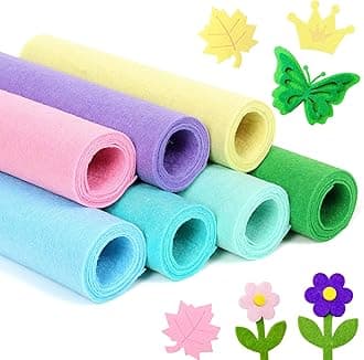 ZAIONE Felt Fabric Sheets Bundle: Stiff 7 Rolls 8x35 Inch Assorted Color Non-Woven Acrylic Craft Fabric for DIY Craftwork Sewing Patchwork (Pink Blue Series)