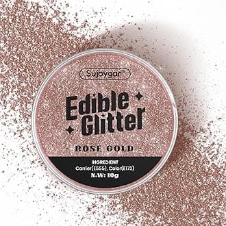(10g) Rose Gold Edible Glitter for Cocktails, Drinks, Cakes - Girls Pink Luster Dust Edible Bulk - 100% Food Safe Cake Glitter Dust Edible - Valentines Food Decoration Wedding Party - No Taste