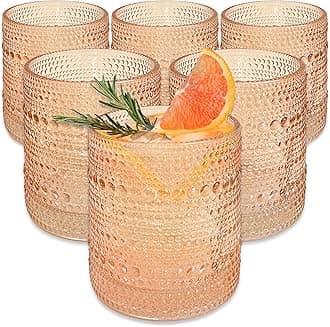 Kate Aspen Rose Gold Cups Pink Hobnail Beaded Drinking Glasses Set of 6-10 oz Vintage Glassware Set Cocktail Glass Set, Juice Glass, Water Cups | Makes A Great Hostess Gift, Gift for New Home Owners
