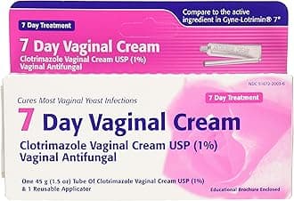 Clotrimazole USP 1% 7-Day Vaginal Cream 1.5 Oz (45g) Yeast Infection Treatment, Feminine Anti-Itch Cream for External Itching & Irritation