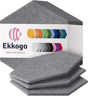 Acoustic Panels 12-Pack - 12"X10.4"X0.4" Sound Panels - High Density Sound Dampening - Pebble Gray Hexagon