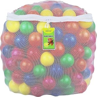 Click N' Play Pack of 100 Phthalate Free BPA Free Crush Proof Plastic Ball, Pit Balls - 6 Bright Colors in Reusable and Durable Storage Mesh Bag with Zipper