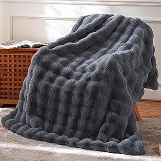 BENVWE Faux Fur Throw Blanket, Soft, Cozy and Thick, Polyester, 51x63 Inches, Graphite Gray