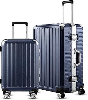 LUGGEX Luggage with Spinner Wheels, Polycarbonate Expandable Hard Shell Suitcase, Carry On 20 Inch, Silver
