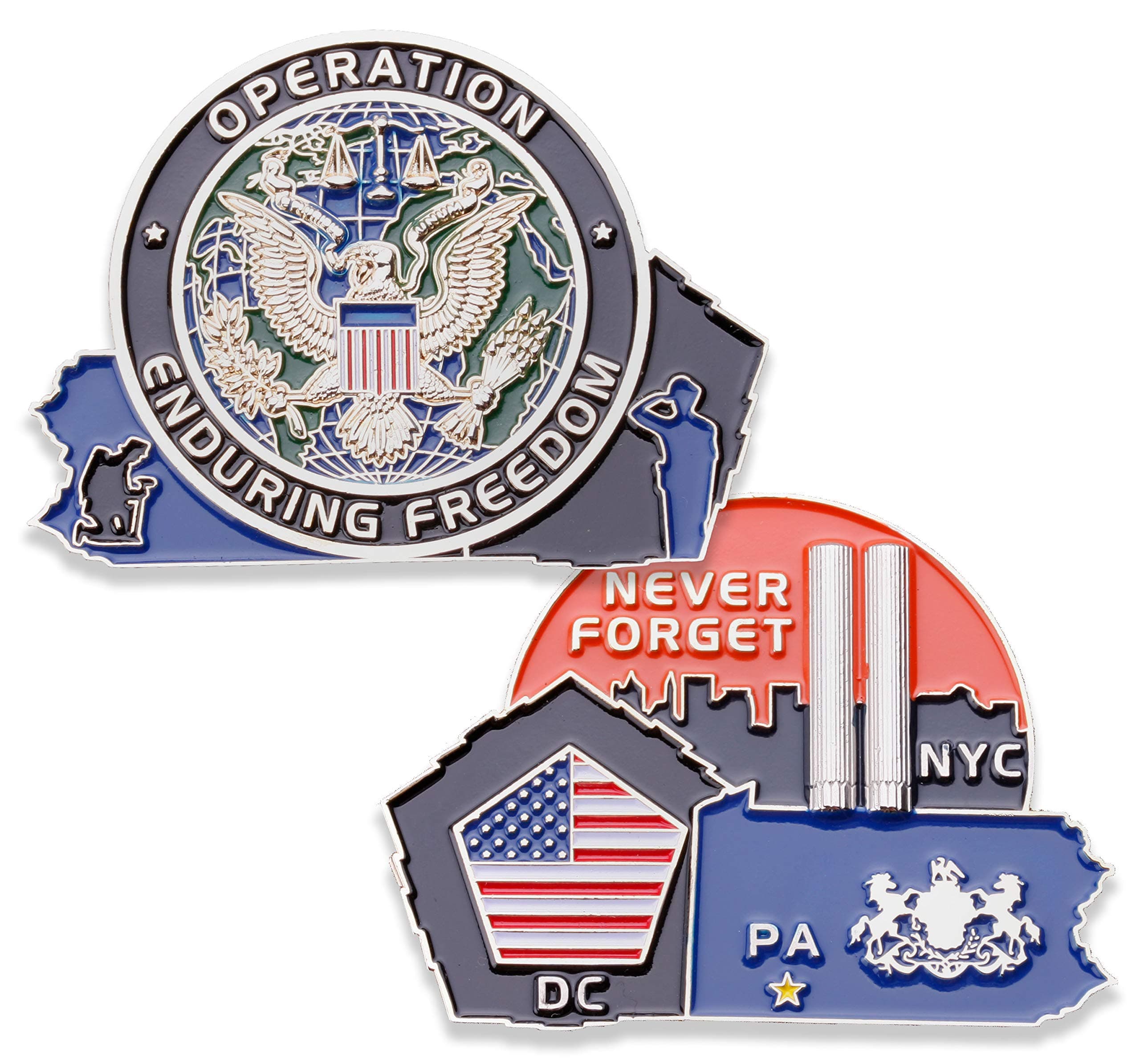 Never Forget 9-11 Challenge Coin - OEF Operation Enduring Freedom Challenge Coin - Amazing 9/11 US Military Coins - Designed by Military Veterans