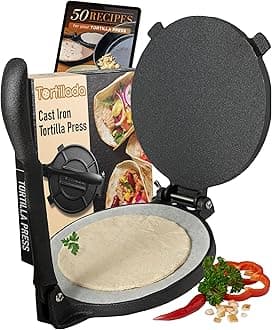 Tortillada – Tortilla Press, Quesadilla/Roti Maker (25 cm) Cast Iron with Recipes E-Book 50 Tortilla Recipes
