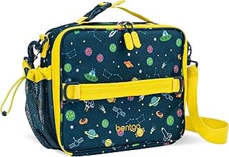Kids Lunch Bag - Durable, Double-Insulated Lunch Bag for Kids 3+; Holds Lunch Box, Water Bottle, & Snacks; Easy-Clean Water-Resistant Fabric & Multiple Zippered Pockets (Space)
