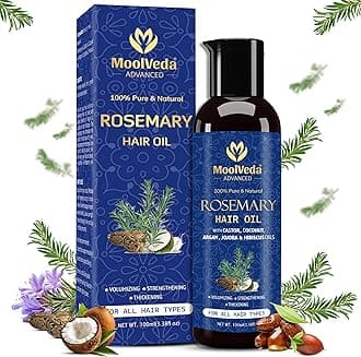 Moolveda 100% Pure Rosemary Oil for Hair Growth | Controls Hair Fall, Promotes New Hair Growth | Hair Strengthening Treatment for Healthy Nourished Hair | 100 ml