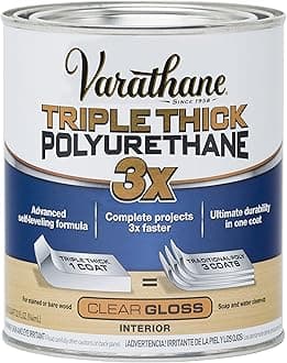 Triple Thick Polyurethane Clear Wood Finish | Self-Leveling Formula | Scratch And Stain Resistance | Durability In One Coat | Gloss | Quart
